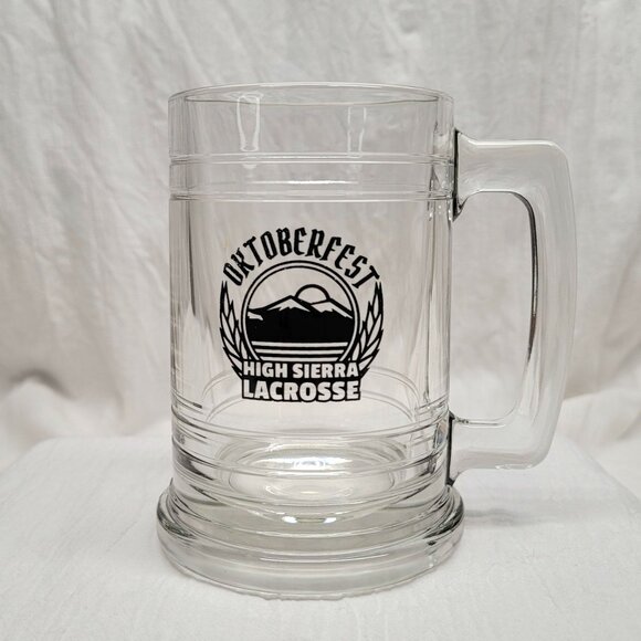 Oktoberfest High Sierra Lacrosse Glass Beer Mug 5" Tall Logo Design - Picture 1 of 5